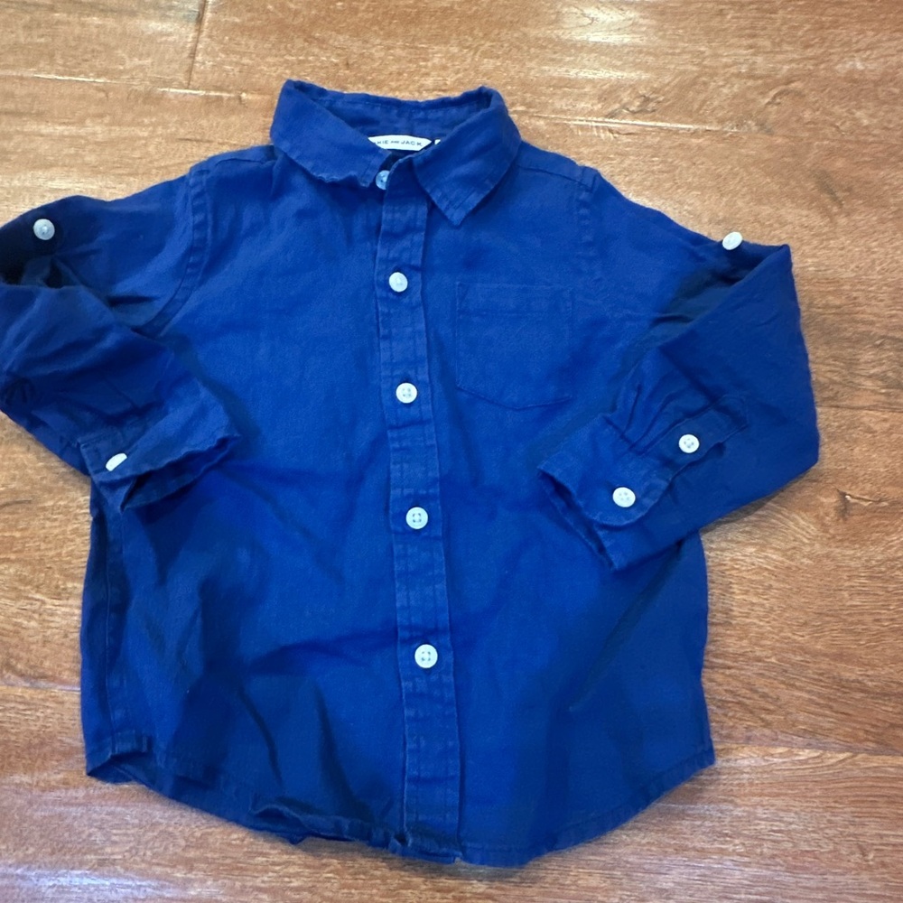 Janie and Jack Royal Blue Linen Kids Button-Down Shirt
